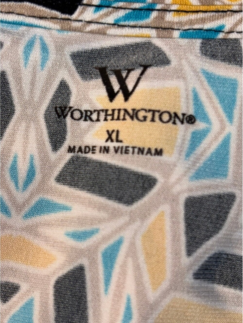 Worthington Women's XL Geometric Print Pleated Scoop Neck Short Sleeve Top - Picture 3 of 4